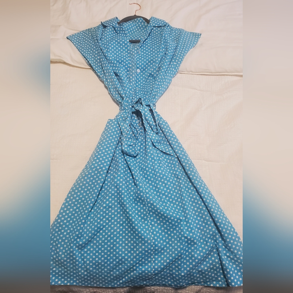 Sky Blue Polka Dot Vintage Dress